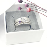 Heart gazing hare and gemstone spinner ring