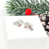 Rosie Robin stud earrings with silver heart wings