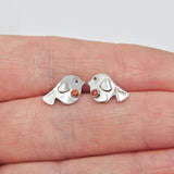 Rosie Robin stud earrings with silver heart wings