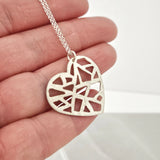 Geometric large open heart necklace