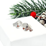 Rosie Robin stud earrings with silver heart wings