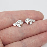 Rosie Robin stud earrings with silver heart wings