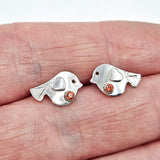 Rosie Robin stud earrings with silver heart wings