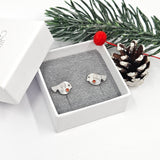 Rosie Robin stud earrings with silver heart wings