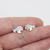 Rosie Robin stud earrings with silver heart wings