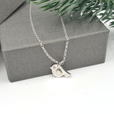 Little Robin necklace with silver heart wing