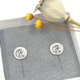Luna moon bunny rabbit disc stud earrings