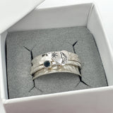 Heart gazing hare and gemstone spinner ring