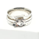 Heart gazing hare and gemstone spinner ring