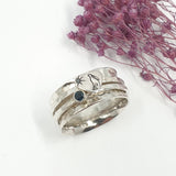 Heart gazing hare and gemstone spinner ring
