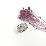 Heart gazing hare and gemstone spinner ring