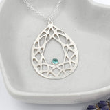 Geometric emerald tear drop necklace