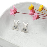 bunny rabbit stud earrings with love hearts