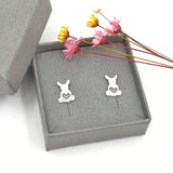 bunny rabbit stud earrings with love hearts