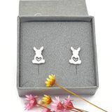 bunny rabbit stud earrings with love hearts