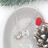 robin necklace with initial disc