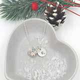 robin necklace with initial disc