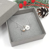 robin necklace with initial disc