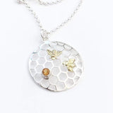 Honeycomb bee and Golden Citrine necklace