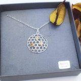 Honeycomb bee and Golden Citrine necklace