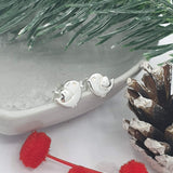 silver robin stud earrings with heart wings