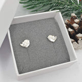 silver robin stud earrings with heart wings