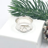 silver ring with robin and heart wing