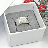 silver ring with robin and heart wing