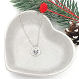silver reindeer disc necklace