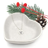 silver reindeer disc necklace