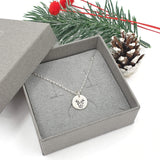 silver reindeer disc necklace