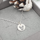silver reindeer disc necklace