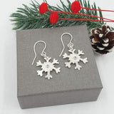 sparkle snowflake drop earrings with swiss blue topaz gemstones