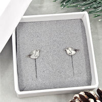 Small Engraved Robin stud earrings