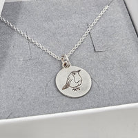 Engraved Robin necklace