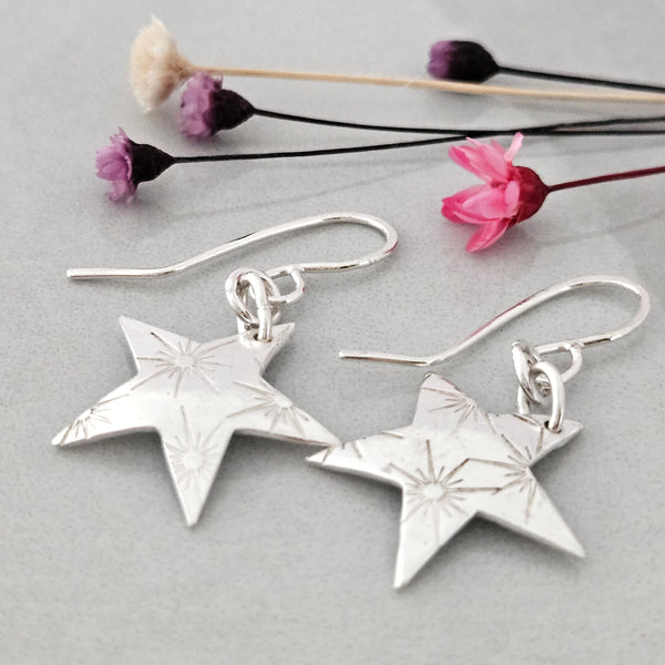 Star sparkle drop earrings