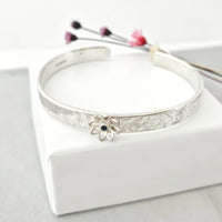 Sapphire flower cuff bangle