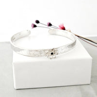 Sapphire flower cuff bangle