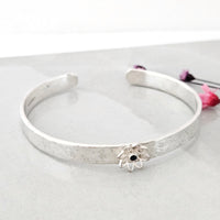 Sapphire flower cuff bangle