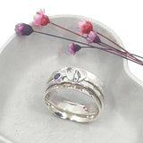 Heart gazing hare and gemstone spinner ring