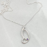 Open leaf necklace with Amethyst gemstone