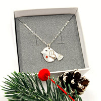 Rosie Robin necklace with silver heart wing