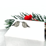 Engraved Robin stud earrings