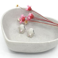 Ermie lop bunny stud earrings with gemstone tail