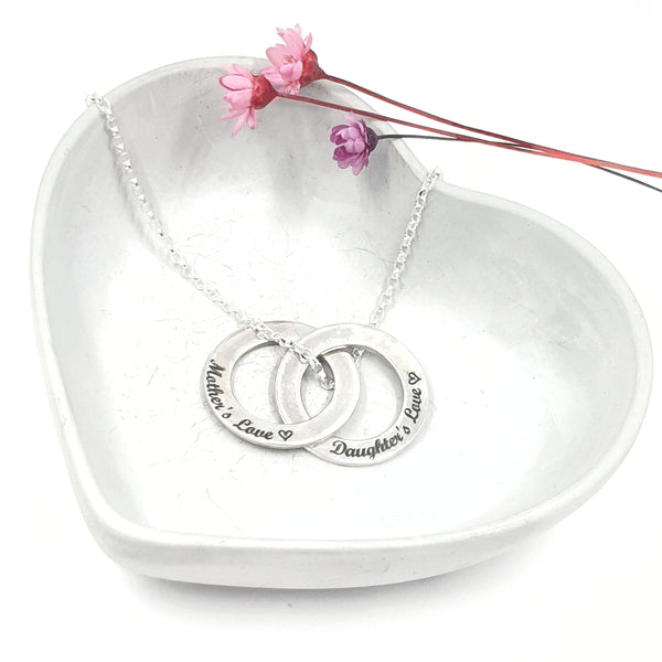 Locked ring necklace - two interlocking circles