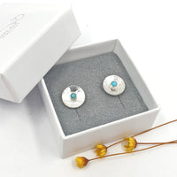 Concave turquoise stud earrings
