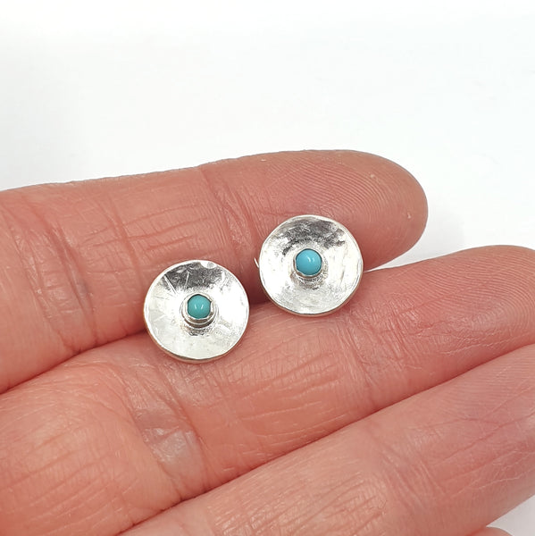 Concave turquoise stud earrings