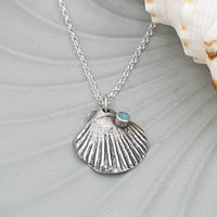 sea shell with blue amazonite necklace