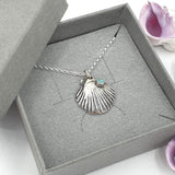 sea shell with blue amazonite necklace
