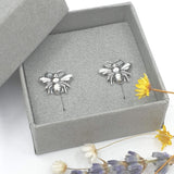 silver bee stud earrings